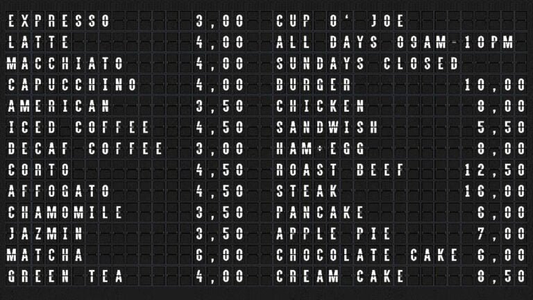 SplitFlapTV 2 columns pricelist