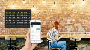 weather and news on a television in your shop office restaurant take away