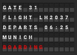 SplitFlapTV flight information at gate