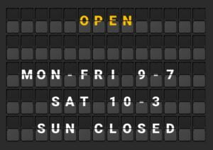 Split Flap TV shop opening hours