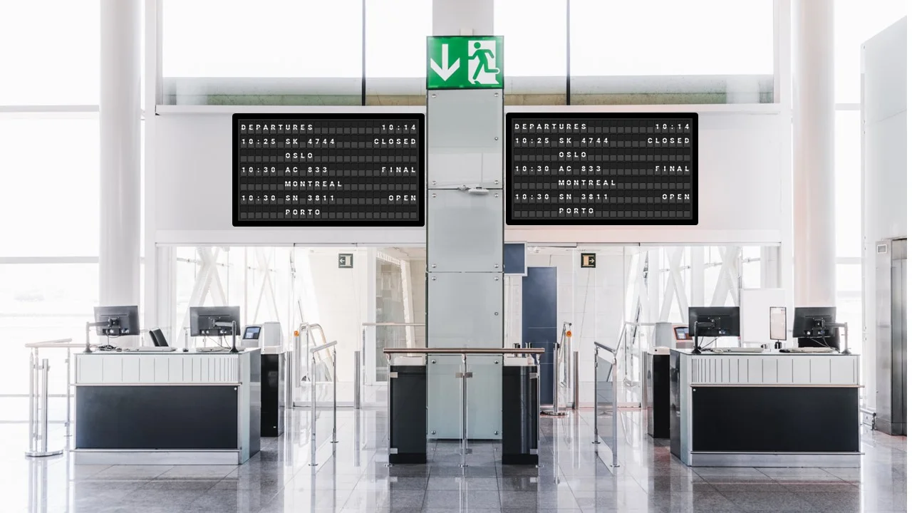Split Flap TV Split Flap TV with real time flight information at gates