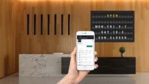communication screen at your office with information and messages