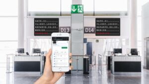 use a phone to update messages on a television in airport style