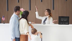 Split Flap tablet at the reception of a hotel