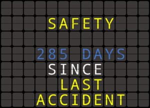 Split-Flap TV output with safety information in a factory