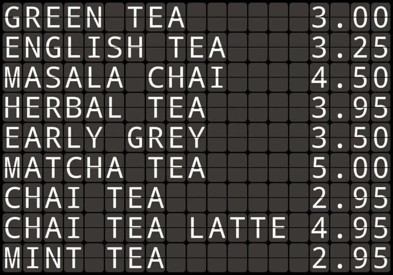 Split-Flap TV pricelist of a shop