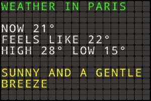 Split Flap TV with real time news and local weather info