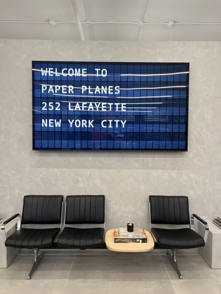 split-flap tv at paper planes new york