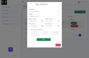 Set the schedule options
