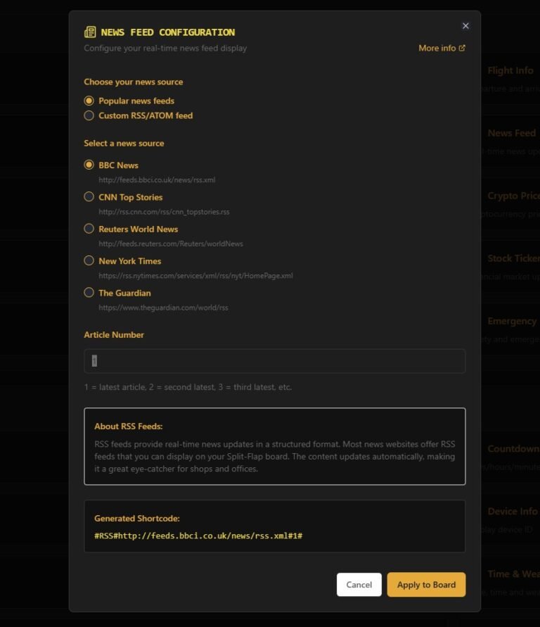 New news wizard for Split-Flap TV