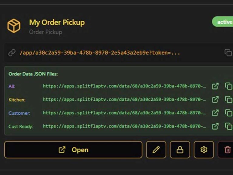 Digital Signage app for order pickups