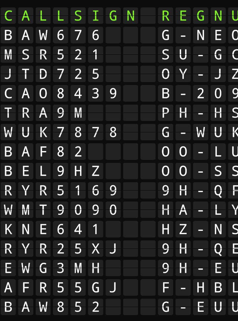 Real time flight information on a split flap board