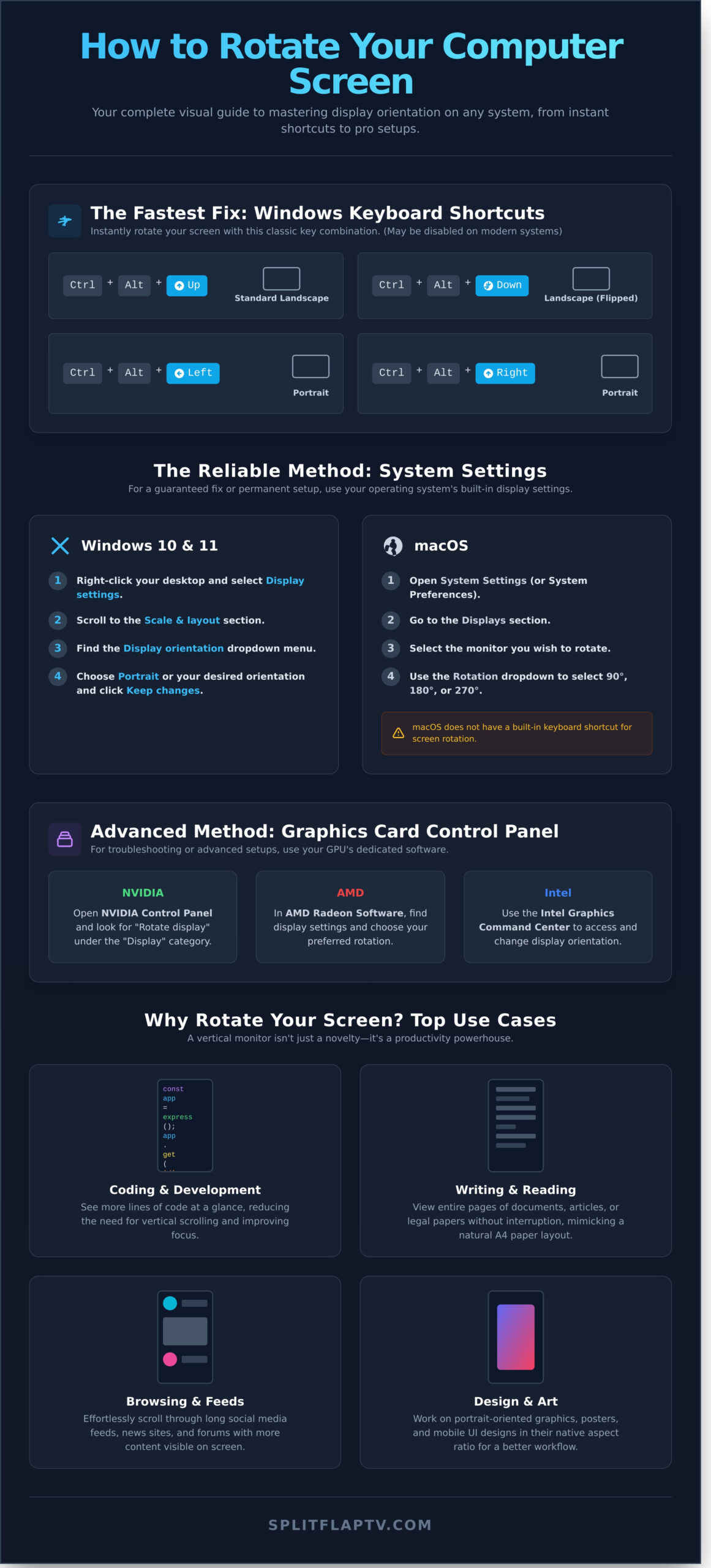 How to Rotate Your Computer Screen A Quick Guide for Windows Mac Infographic Split Flap TV