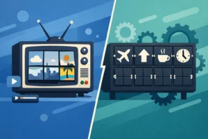 Split Flap TV vs Mechanical Board